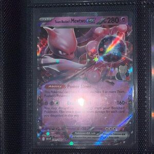 Pokemon Team Rocket's Mewtwo EX Card - Purple and Silver